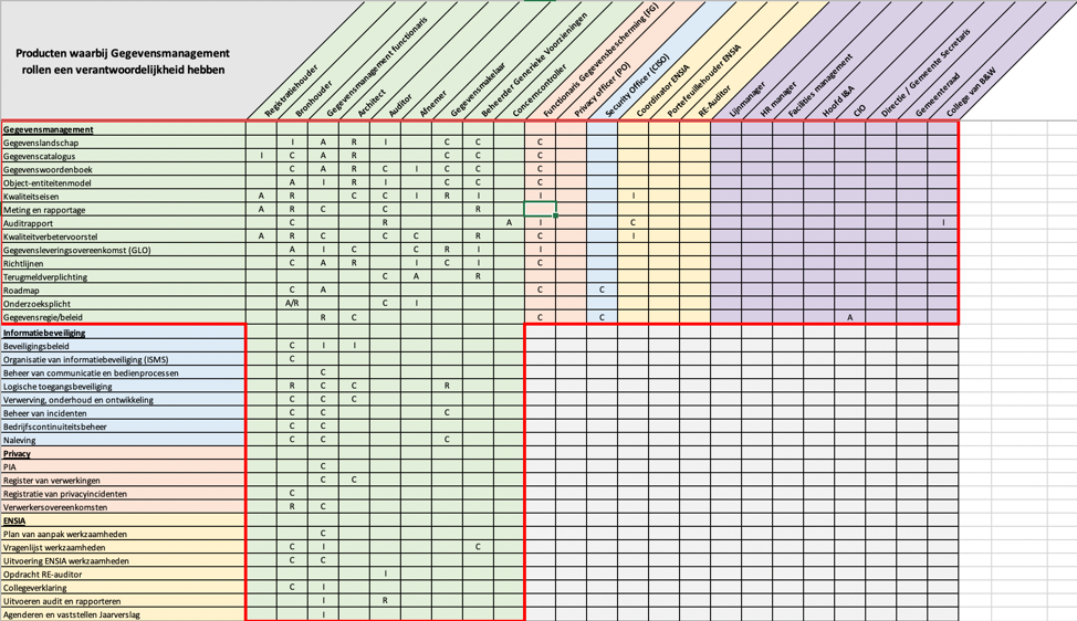 Voorbeeld invulling RACI matrix